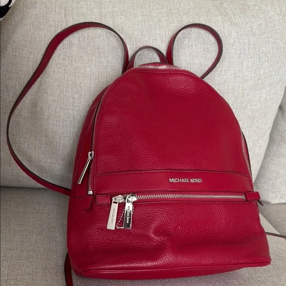 Michael Kors Cherry Red Leather Backpack Slater Medium Backpack in CHERRY - Sale | Michael Kors [US] main image 2